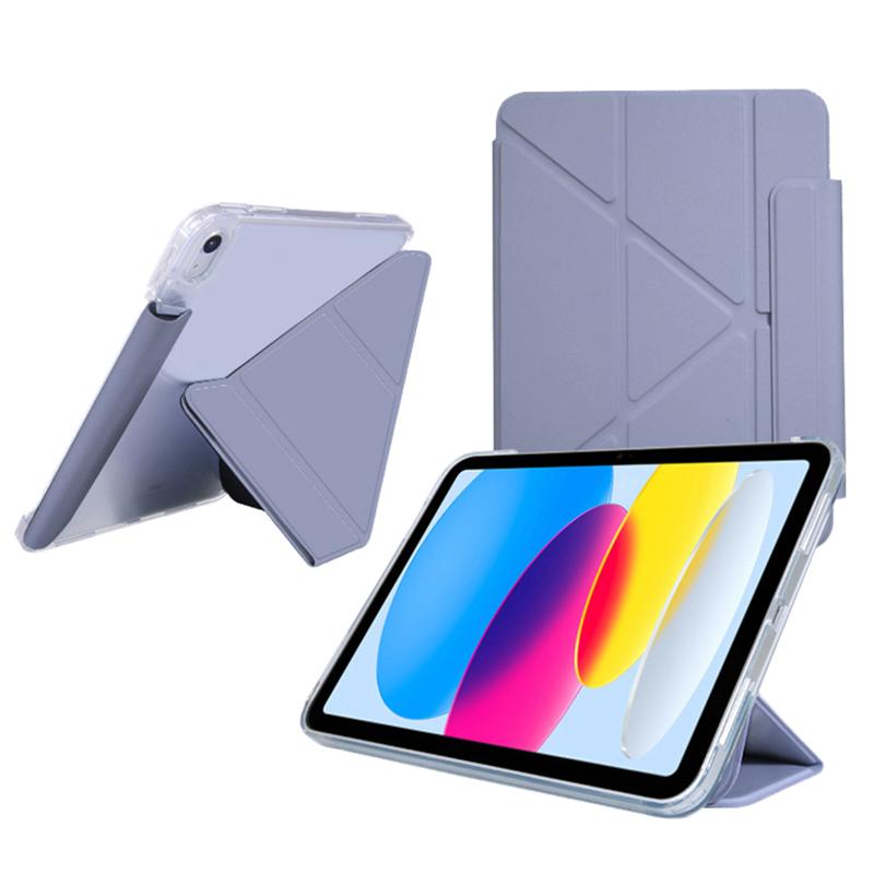 For iPad Air 11 (2025)/(2024) Case Origami Stand PU Leather Clear Back Tablet Cover with Pencil Holder