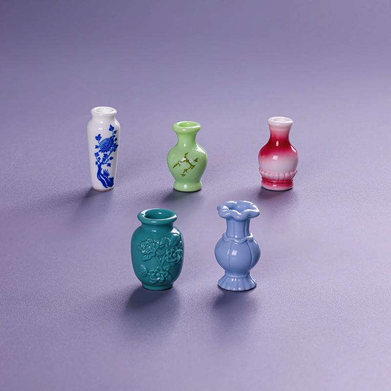 Micro Landscape Simulation Antique Style Decorative Vase Mini Resin Decoration Diy Accessories Doll House Car Desktop Decoration