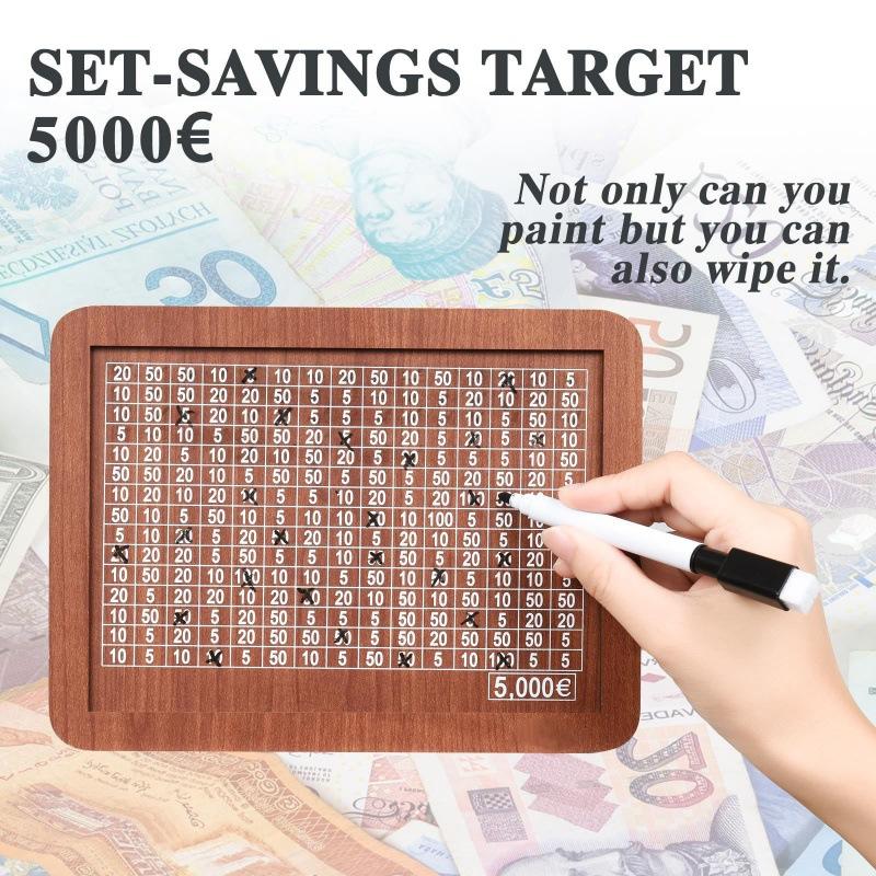 Dekoratif Doğal Ahşap Saymalı Para Kutusu Kumbarası Yaratıcı Çocukların Para Biriktirmesi İçin El Yapımı Para Hedefi 10000 Euro