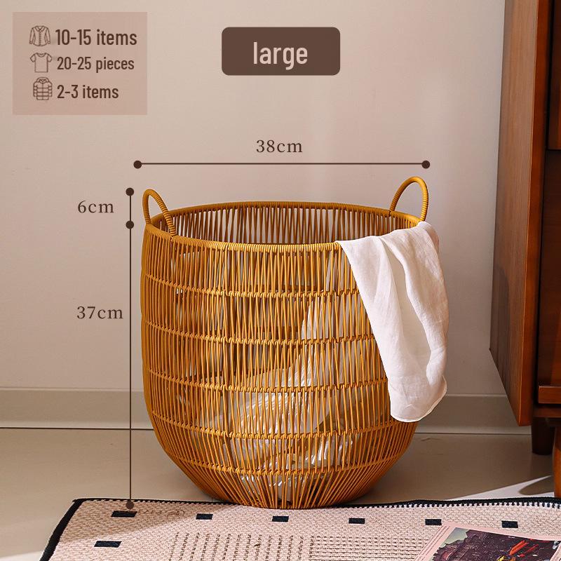 Waterproof Imitation Rattan Laundry Hamper - Large Capacity for Bathroom or Bedroom