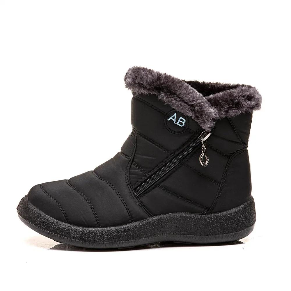 Women Boots Fashion Waterproof Snow Boots For Winter Shoes Women Casual Lightweight Ankle Botas Mujer Warm Winter Boots Black