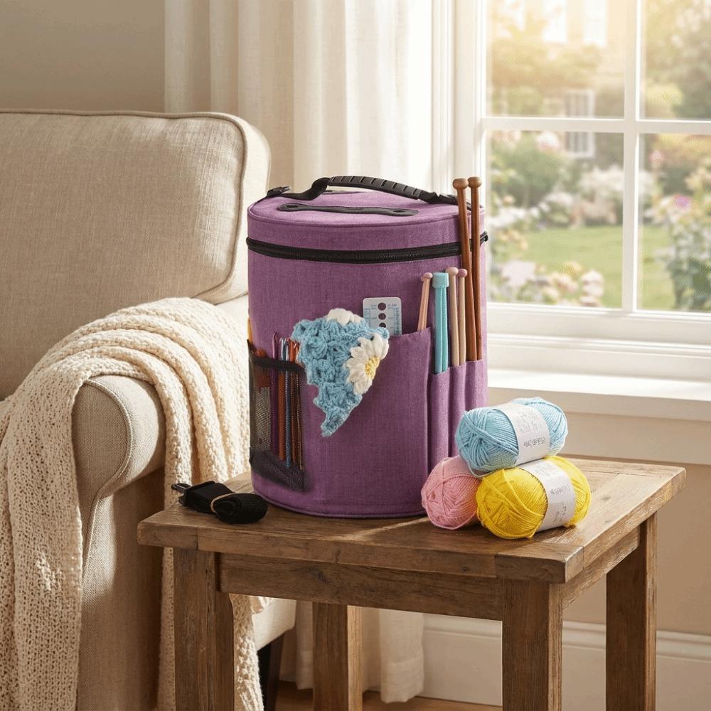 DIY Design Knitting Tote Bag Large Capacity Knitting Tool Storage Bucket  Crochet Projects