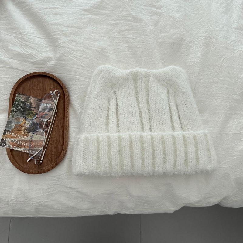 Cute Cat Ear Wool Hat for Women: Stylish Autumn/Winter Ear Protection, Personality Show, Warm Knitted Skullcap