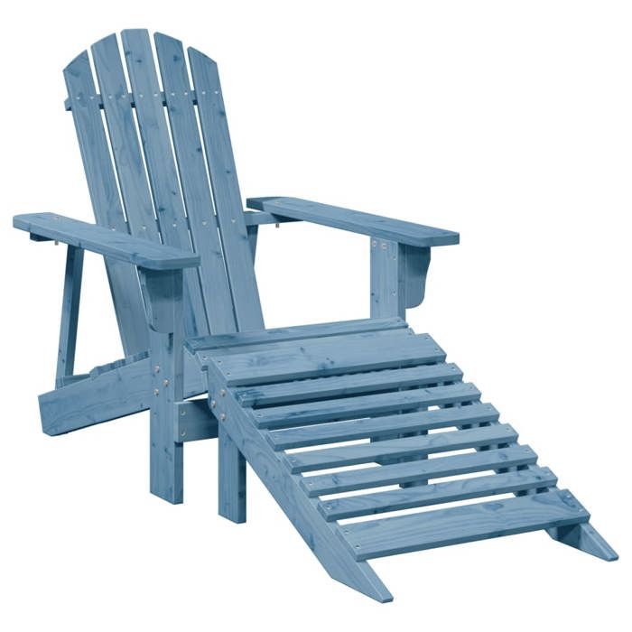 VidaXL Adirondack Chair with Footstool Blue Solid Fir Wood, Garden Chair, Outdoor Seating, Outdoor Chair, Seat 4007242