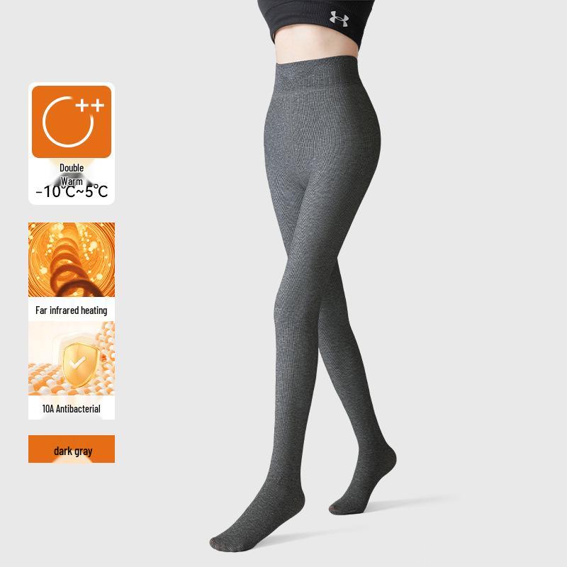 Women's Black Pressure Socks with Fleece: Thick, Micro-Pressure, Non-Slip Footed Pantyhose for Spring, Autumn, Winter