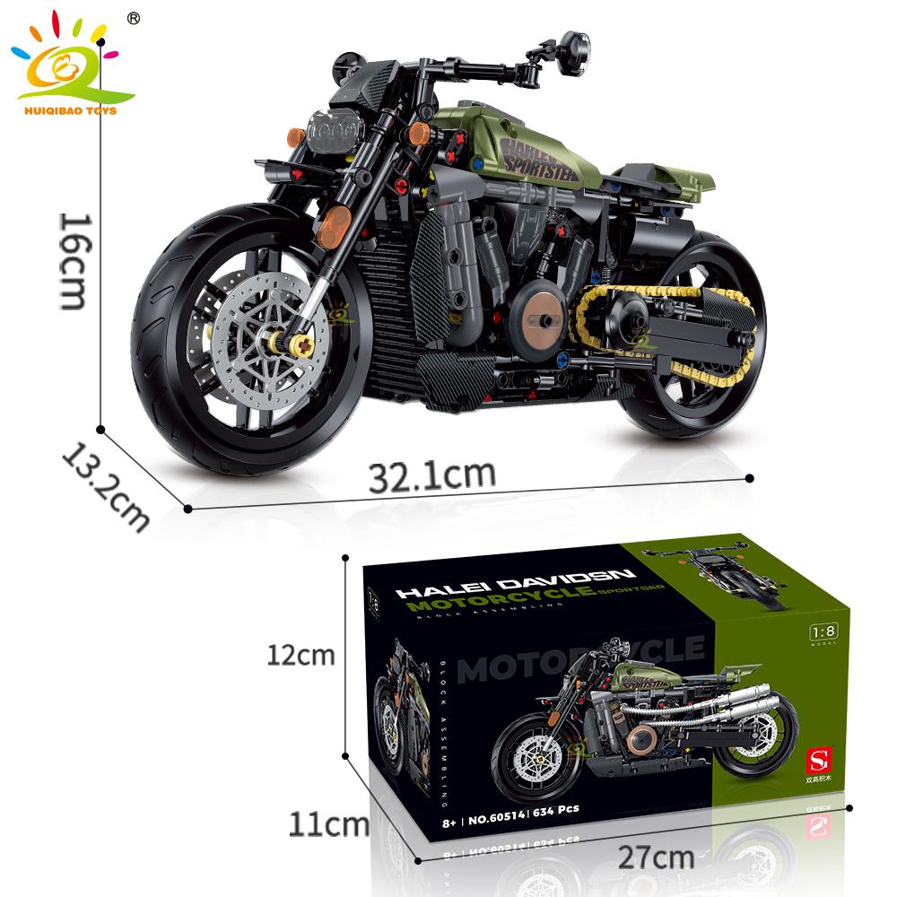 1:8 Blocuri de Construcție Motociclete Clasice Model High-tech Racer Moto Oraș Cărămizi Jucărie pentru Copil Băiat Copii Adult Set Mașină MOC