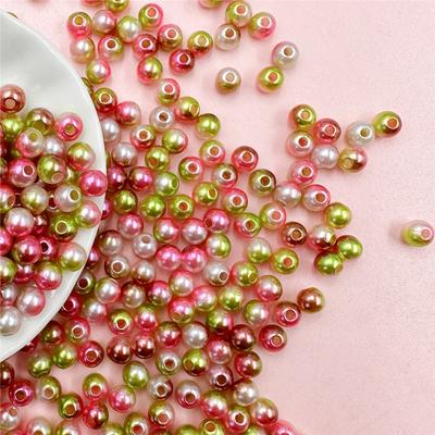 Handgemachte gerade Loch Illusion farbige Frauen 100 Stücke runde Perlen Schmuck Zubehör Acryl DIY Perlen 6mm