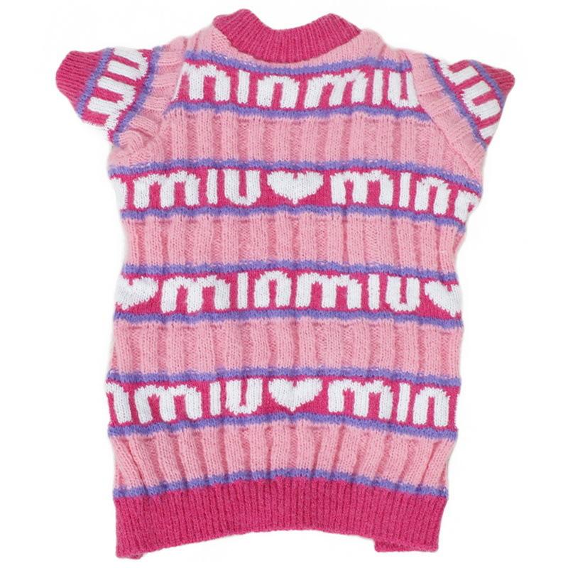 Clearance Dog Sweater Warm Striped Love Dog Sweater Pink Autumn and Winter Pet Sweater Puppy Puppy Medium Small Dog