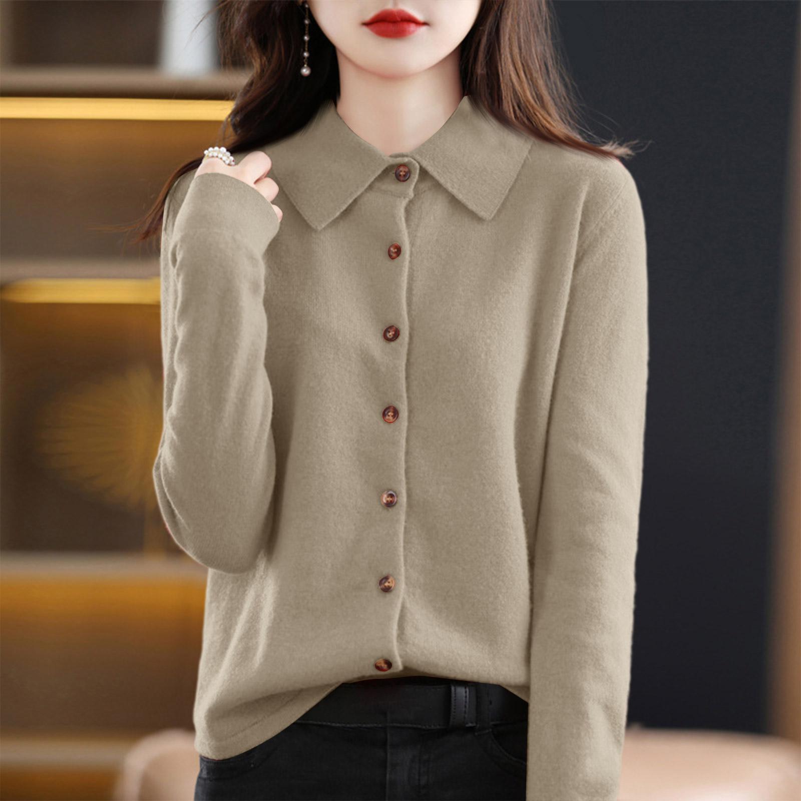 

Women s Fashion Casual Color Loose Long Sleeve Cardigan Temperament Lapel Jacket XXL