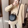 Solid Color Crossbody Bag For Women Round Small Handbag Women Fashion Designer Bags Leather Shoulder Bag Female Zipper Purses
