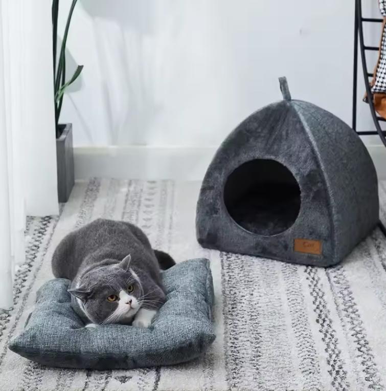 New Triangle Cat Nest Closed Cat House Pet Nest Warm and Thickened Deep Sleep Dog Nest Pet Supplies Closed Cat Bed Cat Tents
