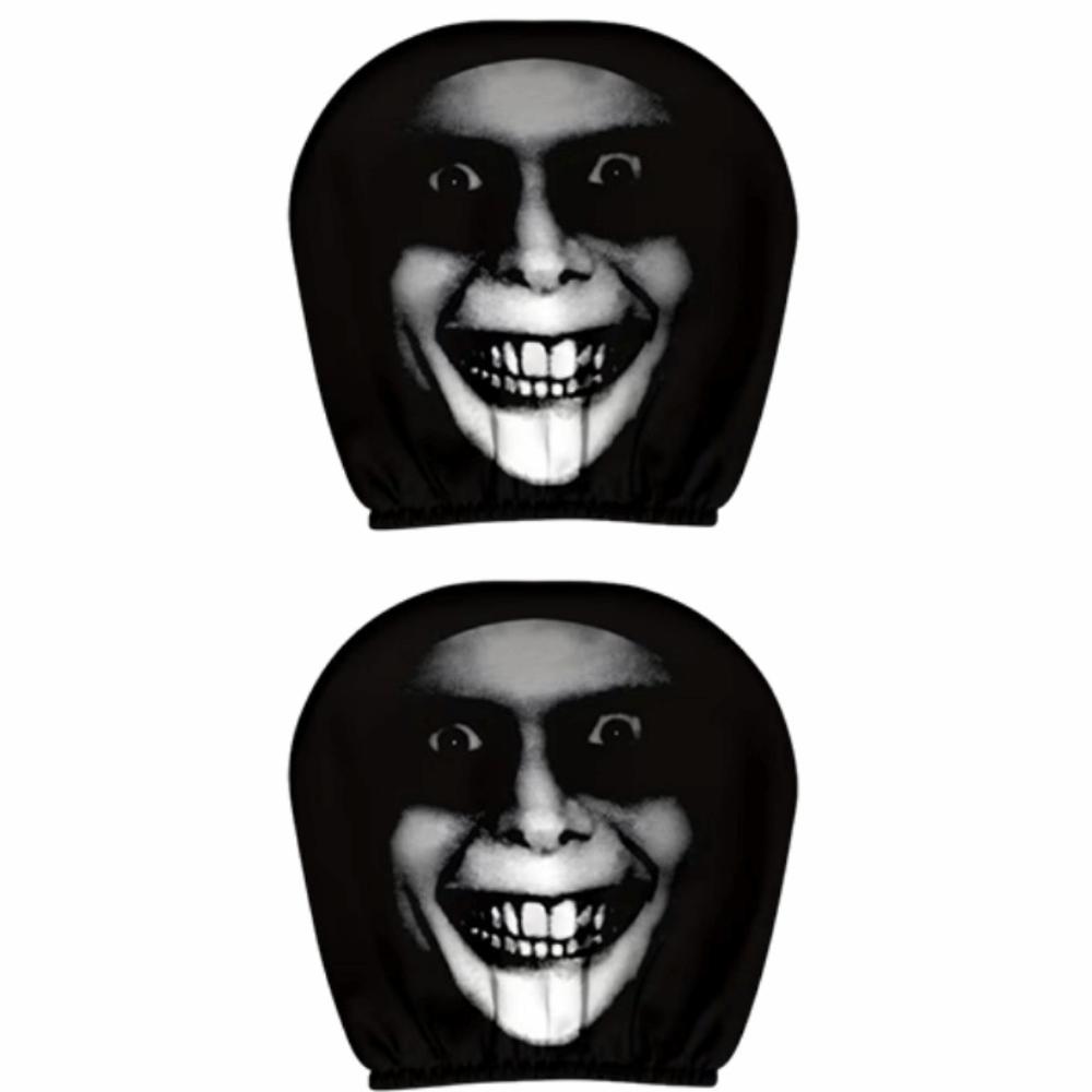 2Pcs Exaggerated Car Headrest Covers Funny Face Expressions Car Seat Headcover Journey Must-Have