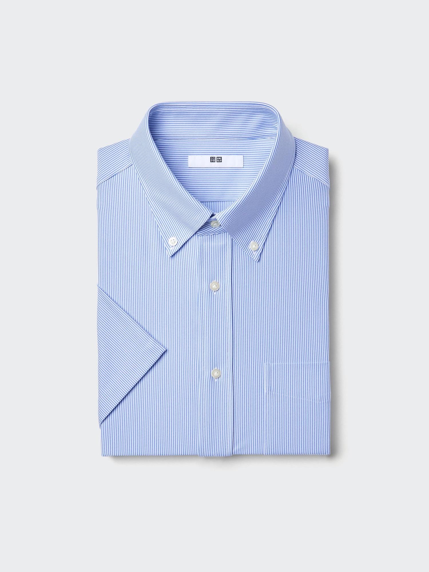 

Uniqlo Япония Рубашка-поло из джерси с пуговицами и полосками, не требующая глажки 65 BLUE/XS