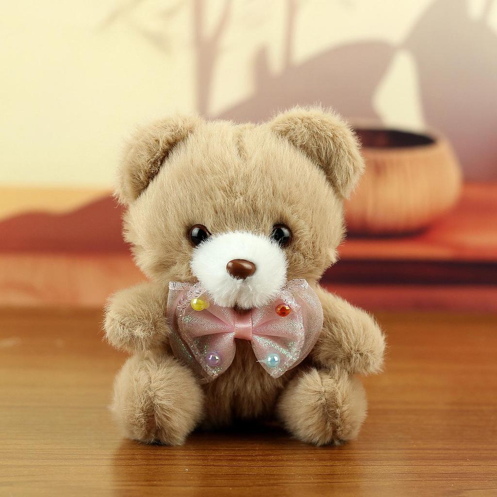 Adorable Celebrity Bear Plush Pendant with Bow Tie Keychain