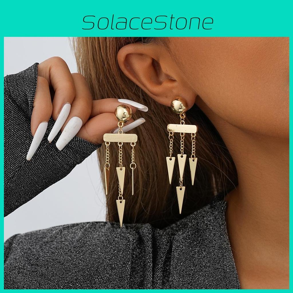 Stylish Gold Asymmetric Tassel Earrings Fashionable Plated Alloy Geometric Shape
