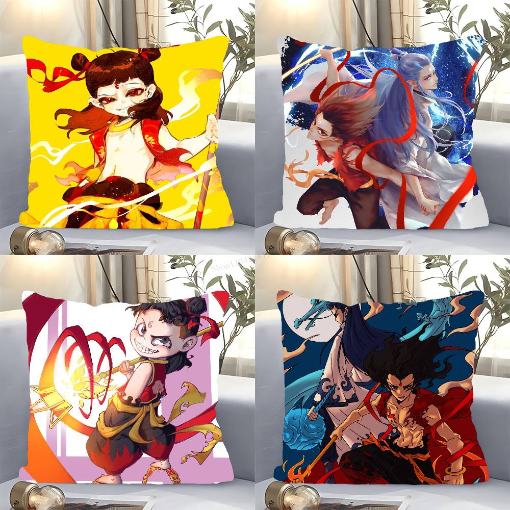 Animated Movie Nezha Pillow Case Fashion Square Pillowcase Bedroom Sofa Room Ins Decoration Leisure