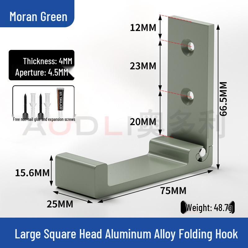 Schwarzer Wandmontierter Klappmantelhaken aus Aluminiumlegierung - Stanzfrei, Solider Einzelhaken