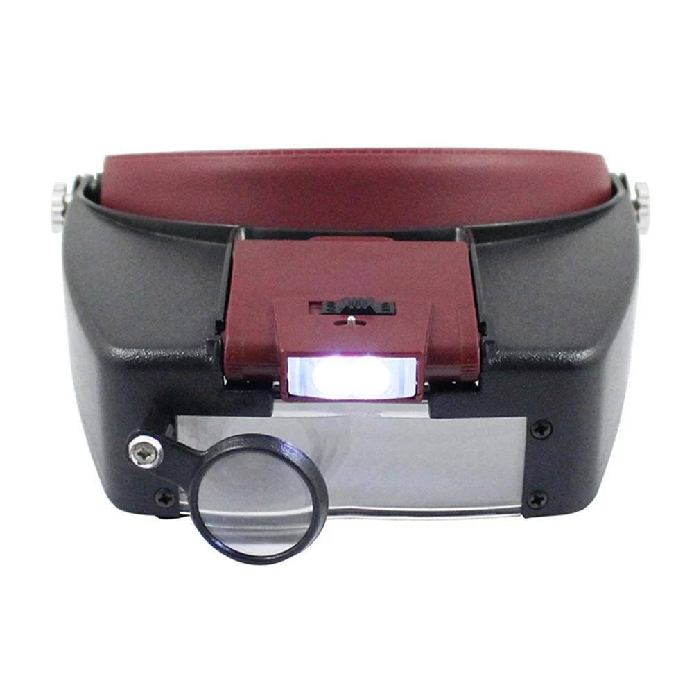10X LED Magnifying Glasses Illuminated Magnifier Headband Adjustable Head-Mounted Loupe Jewelry Reading Watchmaker Repair Tools