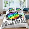 Voleybal Soft Duvet Cover Set Microfiber Sports Bal Theme Fire Plus Water Blend Voleybal Twin Beding Set Double Quen King-Sized Dimensionsd Dimensions