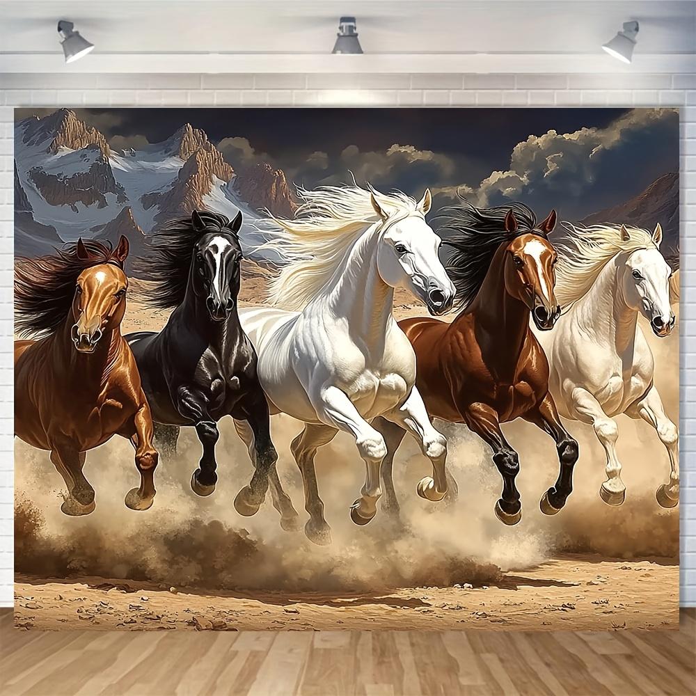 One Piece, a Fabric of a Galloping Horse, Made of Durable Polyester Material, Is Highly Suitable for Doors, Walls and Yards.