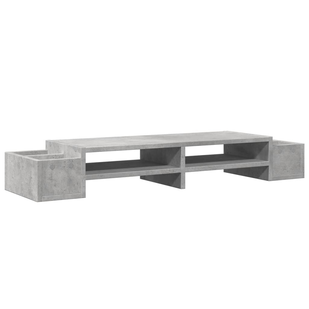 Monitor Stand with Storage Space Concrete Grey 100 X 27 X 15 Cm Particleboard