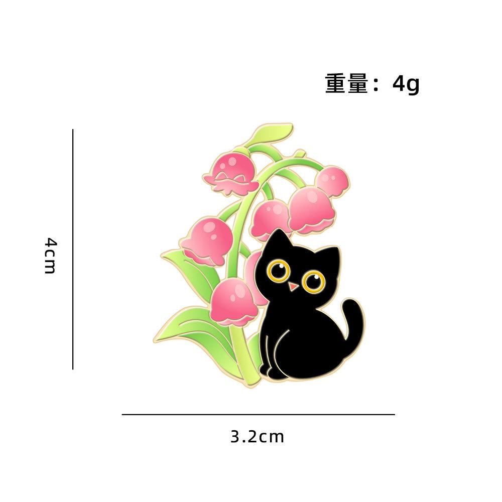 Außenhandel neue Pflanze Blume Katze Brosche Klein Frisch und Niedlich Tier Topfpflanze Schwarze Katze Metallabzeichen Kleines Geschenk