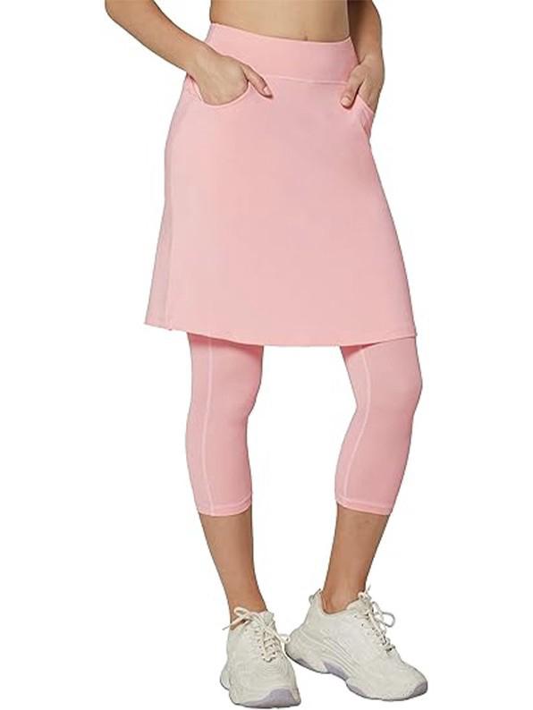 Women's Knee-Length Golf Skirt with 3/4 Leggings and Pockets, High Elasticity