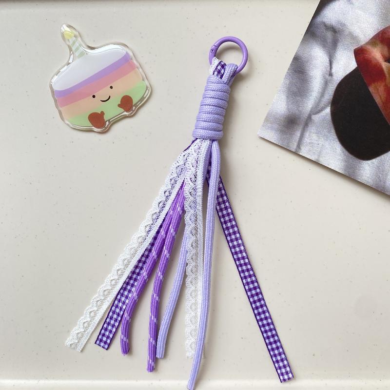 Lace Keychain Braided Rope Charm Pendant Keyring  Simple All-Matching Bag Decoration Jewelry Accessories