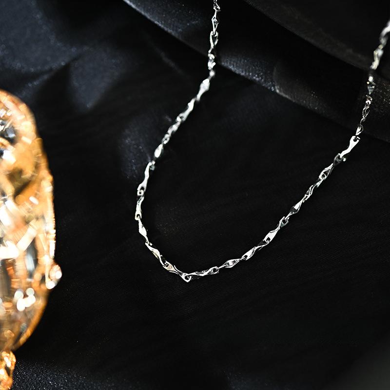 Minimalist Yuanbao Chain Necklace, Light Luxury and Fashionable, No Pendant, Plain Chain, Clavicle Chain, Small Design Sense