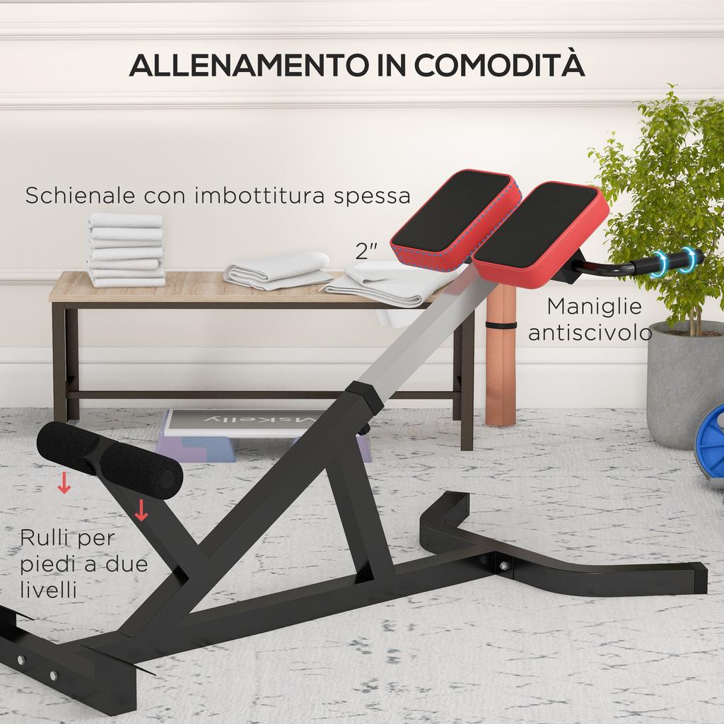 Height-Adjustable Roman Chair with Thick Padding. Made of Steel and PU. 126x70x67-84cm. Black