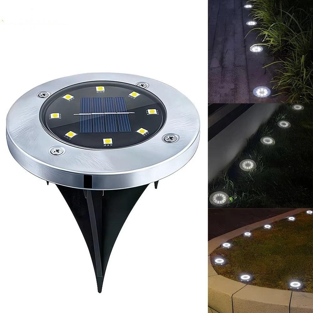 8LED3 Solar Power Disk Light Multi-Color Buried Solar Led Lamp Landscape Lighting Outdoor Garden