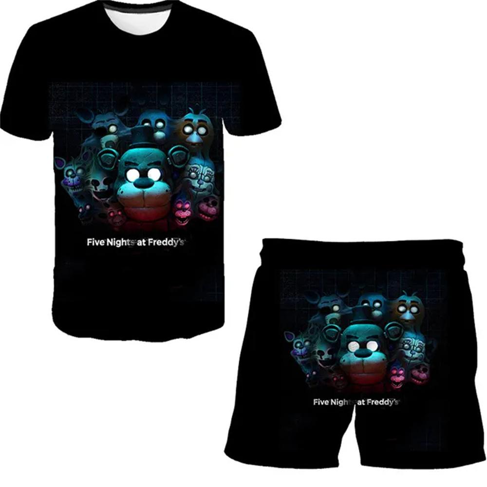 

BoyGirl Five Night at Freddy Одяг Літні костюми з 3D-принтом Дитячі футболки з короткими рукавами Шорти Набори з 2 предметів Терористична гра Дитячий одяг 140