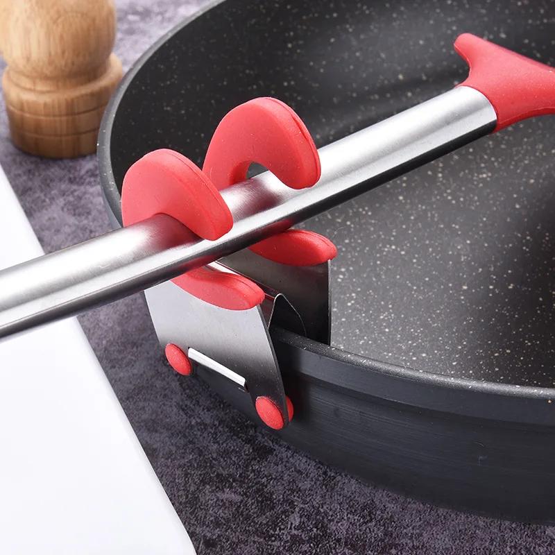 WIKHOSTAR 1Pcs Stainless Steel Pot Side Clips Anti-scalding Spoon Holder Kitchen Gadgets Spoon Rest Kitchen Accessories