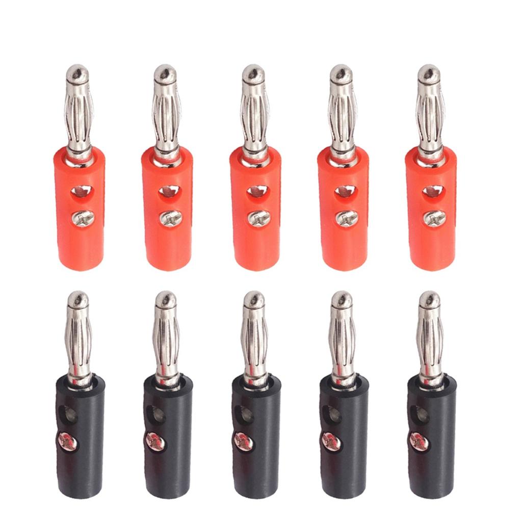 Convenient Red and Black 4mm Banana Plugs for Speaker Equipment (10pcs)