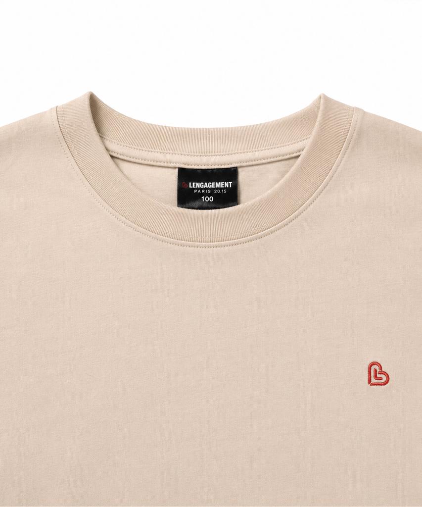 LENGAGEMENT Small Heart Relaxed Fit Modal Short Sleeve T-Shirt [Beige]