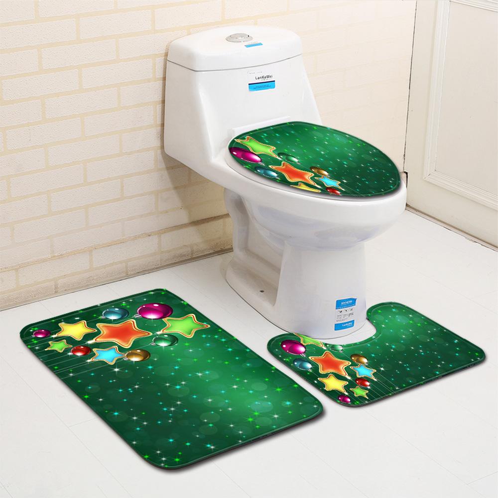 Christmas Bathroom Floor Mat Toilet Three-Piece Set
