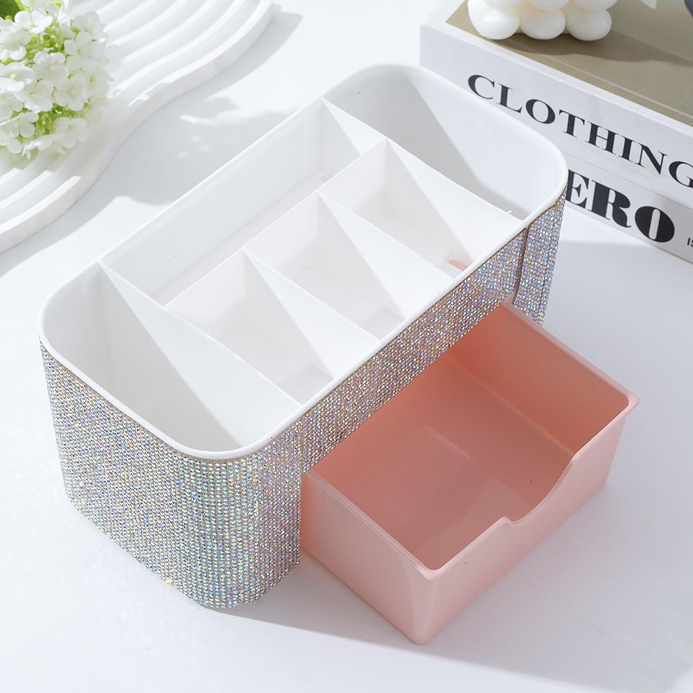 New desktop diamond-encrusted nail towel storage box, diamond jewelry box, creative storage box for nail art