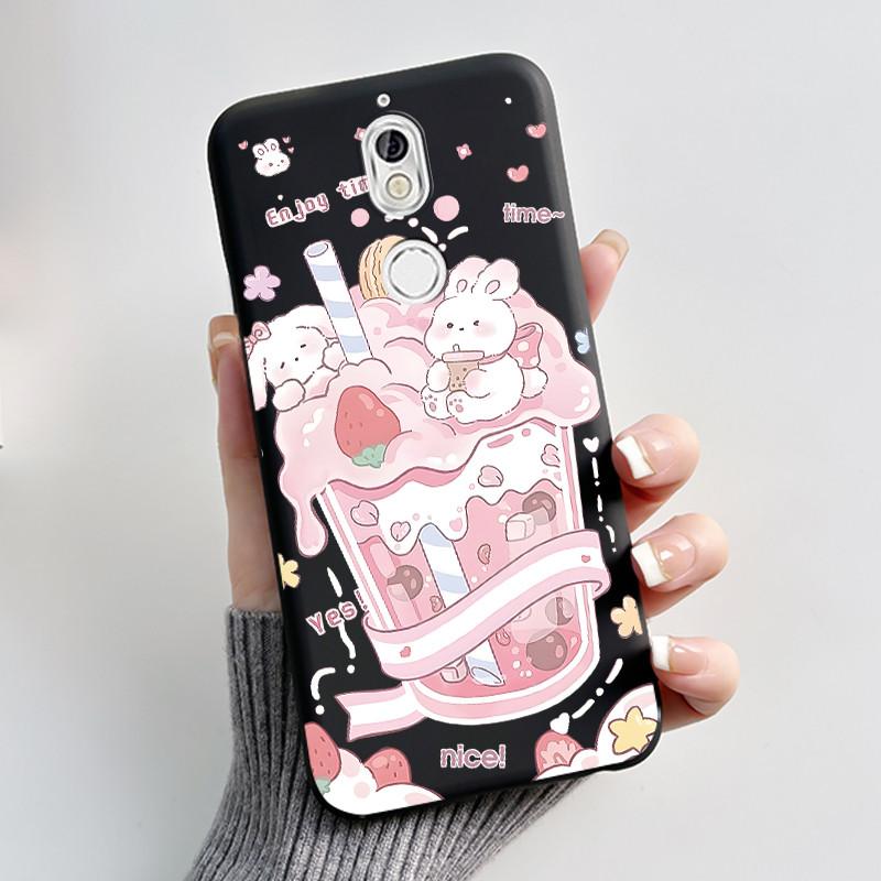 Case For Nokia 7 Phone Casing For Nokia 7 Plus Back Cover Trendy Soft Silicone Shockproof Black Case Milk Tea Rabbit Pattern