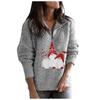 Women's Fashion Loose Warm Festive Christmas Print Zipper Long Sleeve Knitted Sweater Women's Sweater