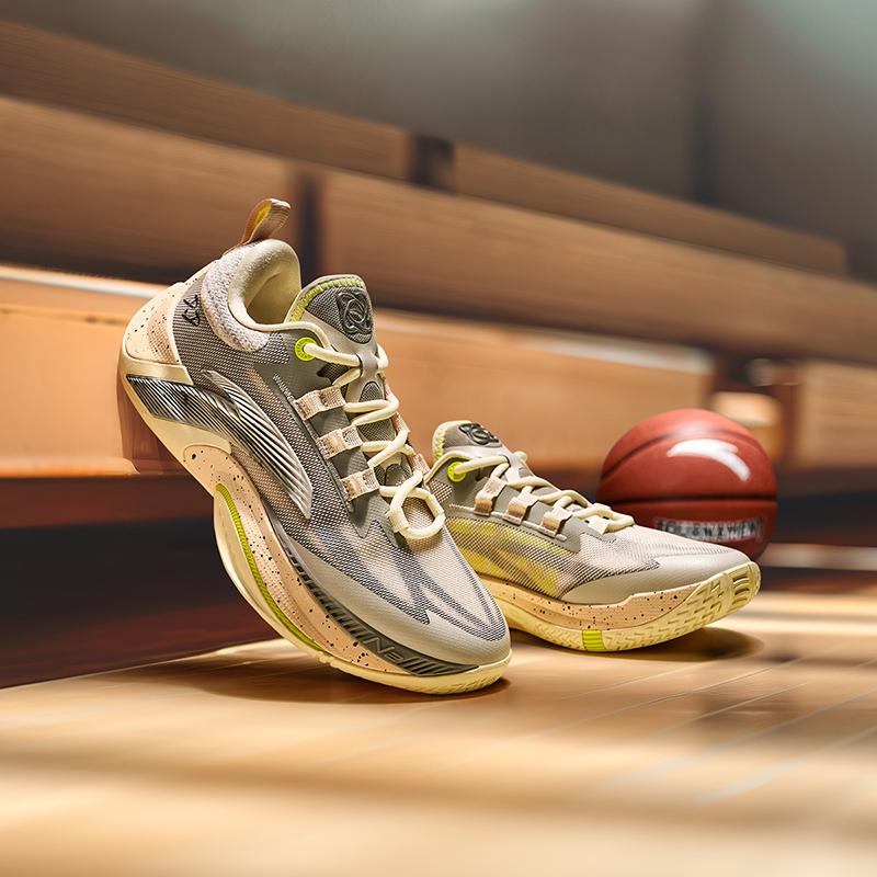 Anta Synthetic Leather Mesh Instant Generation White Chocolate Professional Training Competition Men Basketball Shoes Gray A12441103-3