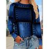 Fashion Women's Crew Neck Long Sleeve 3D Casual Color Printing Casual Long Sleeve Crew Neck T-Shirt