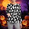 Women's Halloween Print Long-Sleeve Button-Down Cardigan, Single-Breasted Casual Top for Fall Parties and Everyday Wear, Lightweight
