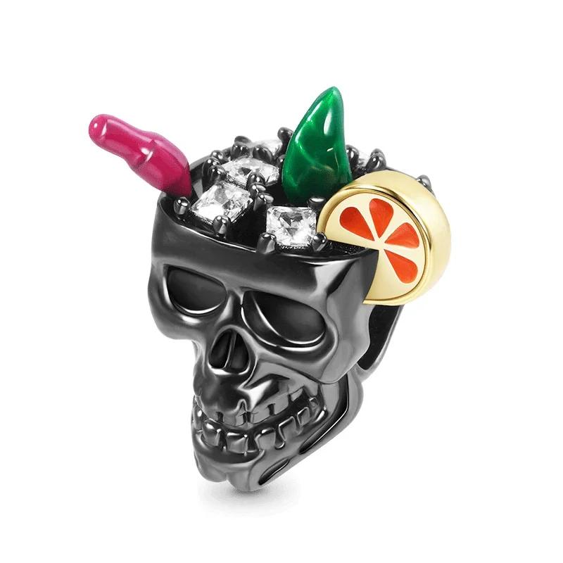 925 Silver Bat Witch Pumpkin Scream Skull Spider Moon Bead Fit Pan Charms Bracelet For Making Women Halloween Berloque