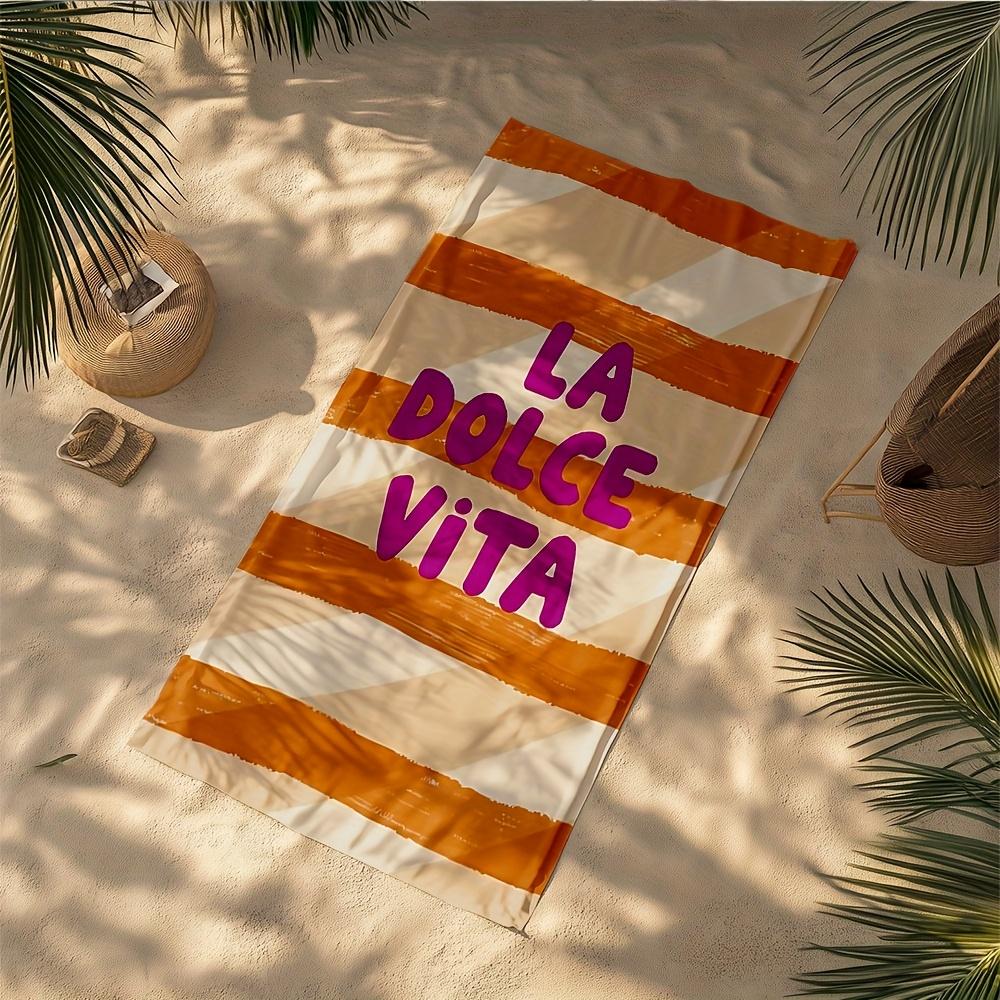 1pcs Oversized Microfiber Beach Towel - Soft, Lightweight, Quick-Dry Towel with Fun Prints, A poster with the words La Dolc
