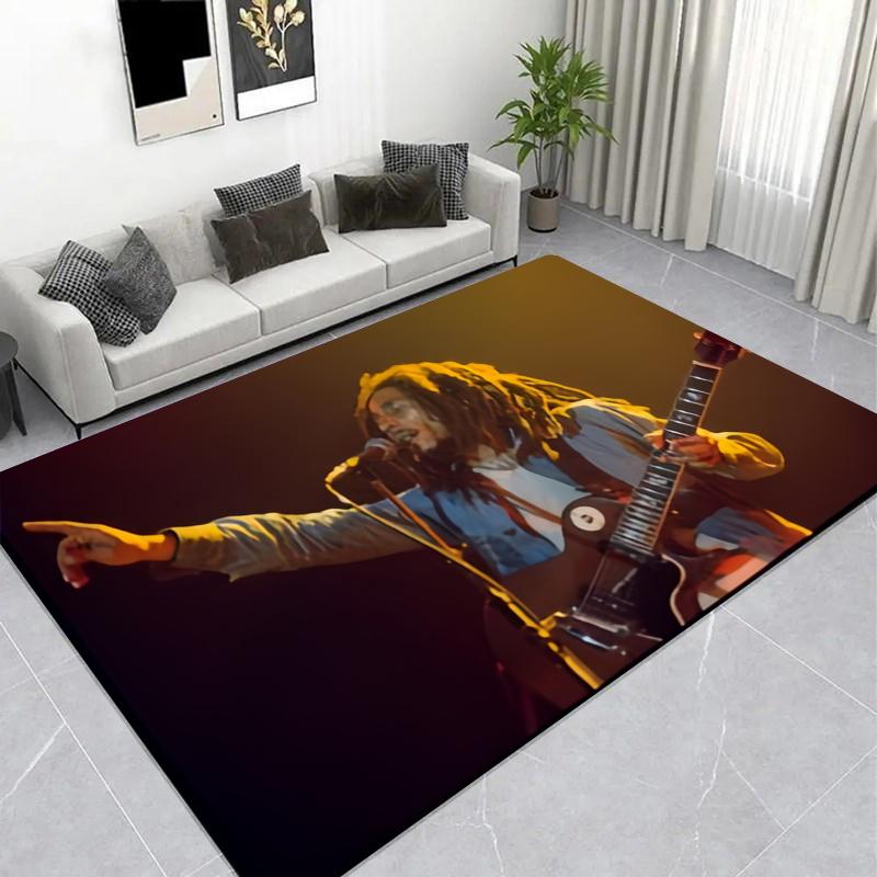 Reggae Musician Live Concert Print Area Rug, Non-Slip Music Themed Floor Mat