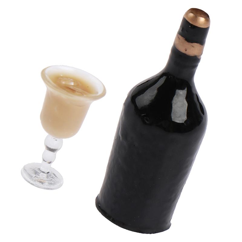1/12 Puppenhaus Miniatur Weinflaschenset mit Tasse Simulation Getränke Modell Spielzeug