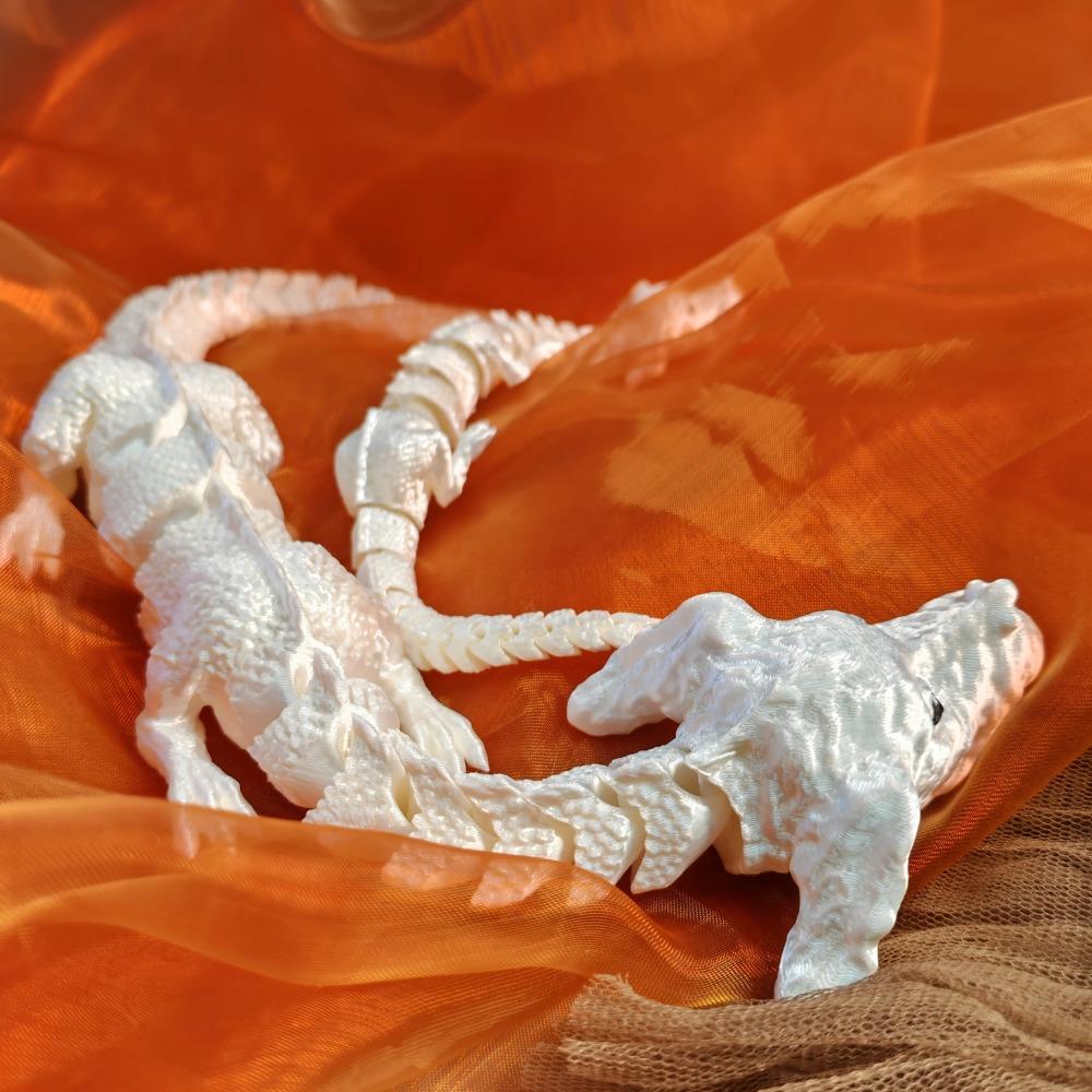 3D Printed Lucky Dragon Figurine Joint Movable Dog Head Dragon Ornament  For Home Decor Gift
