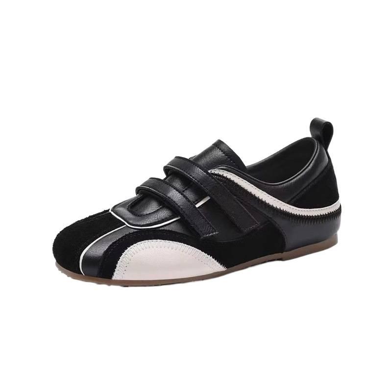 Temperamentstar mit den gleichen hochwertigen ballettroten Sport-Mary Janes mit dünner Sohle und silbernem Klettverschluss, Dexun Rennschuhe