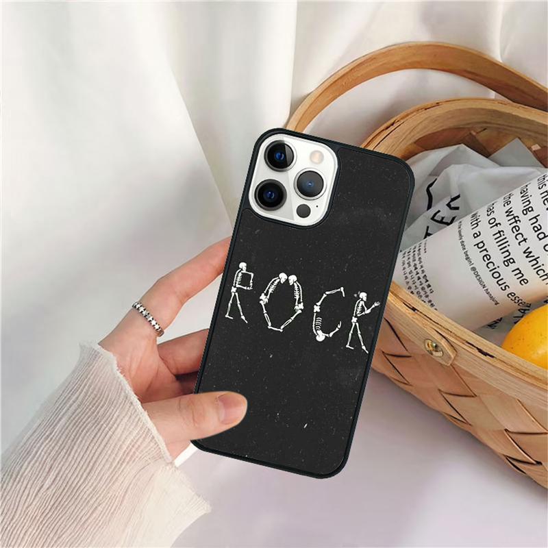 Rock Roll Skull Phone Case For iPhone 17 Air 16 15 14 11 12 13 Pro  MAX Plus coque Cover Shell