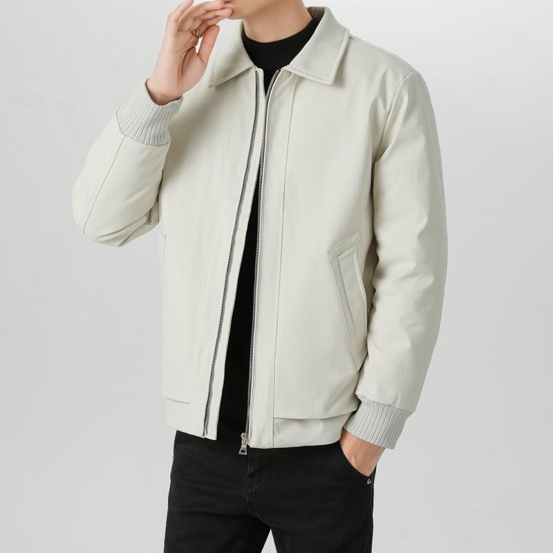 Mens Winter Down Jacket 50% White Duck Loose Fit Business Casual Coat With Multiple Pockets